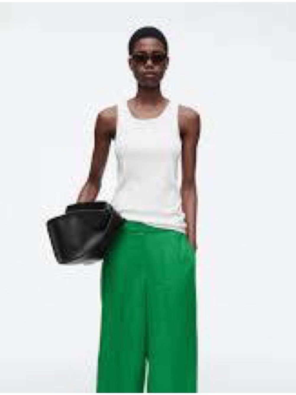 COS Wide-Leg High Waisted Linen Blend Green Women’s Trousers 4